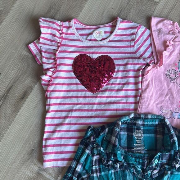 Flannel Shirt & Two Short Sleeve Tops bundle Set Size XS 4/5 - Picture 2 of 4